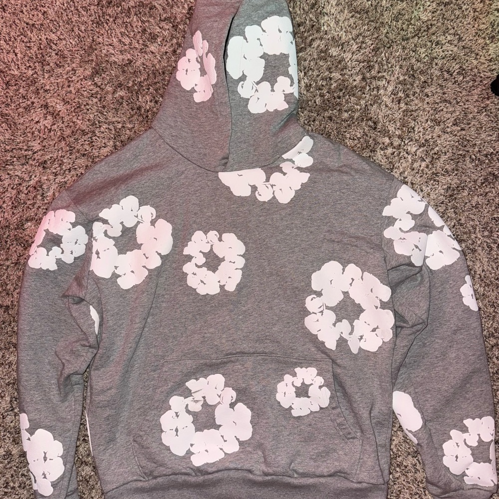Grey Denim Tear Hoodie